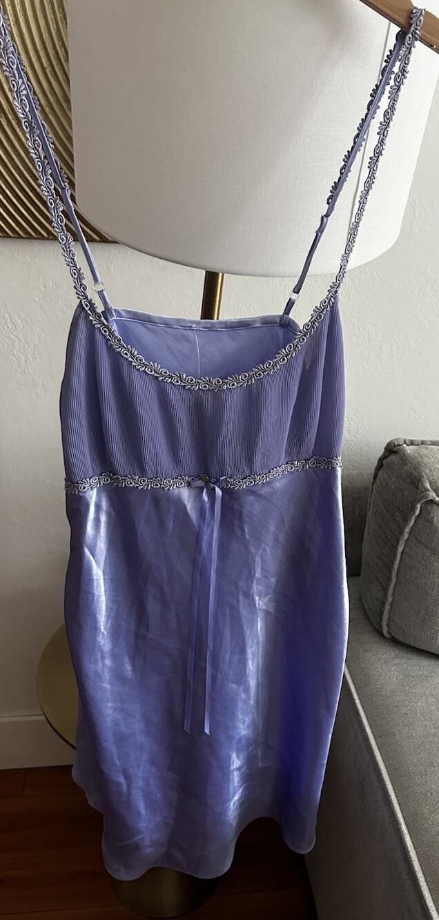 Vtg Slip Dress Babydoll Cami XL Lavender Lingerie Y2K Angelcore Coquette